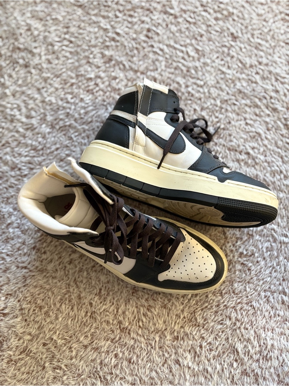 Nike Black and Cream platform Jordans
